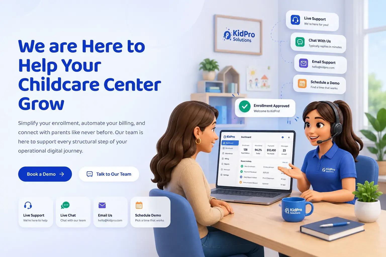 KidPro Platform Dashboard Mockup
